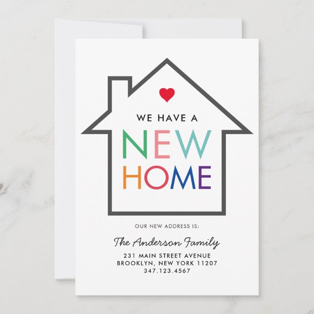 Trendy New Home Change of Address House Moving Announcement (Front)