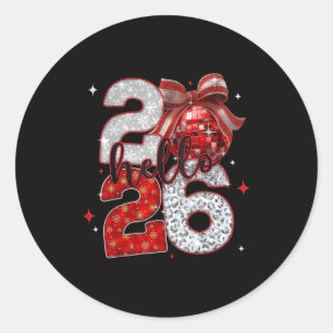 Trendy New Year’s Eve Hello 2026 Happy New Year Fa Classic Round Sticker