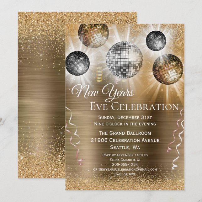 Trendy New Years Eve Invitation (Front/Back)