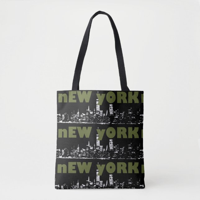 Trendy New York City NYC Night Skyline Tote Bag (Front)