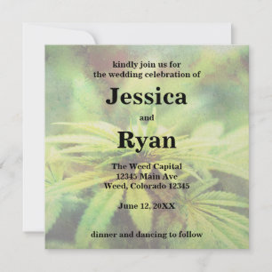 Trendy Non-Traditional Weed Wedding Design Invitation