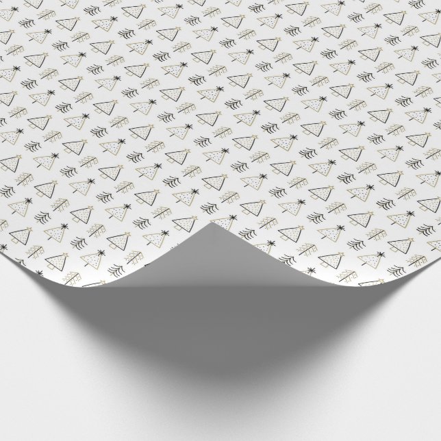 Trendy Nordic minimalist gold and black Christmas Wrapping Paper (Corner)