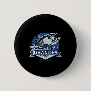 Trendy Number 1 Grandpa Fishing Logo 6 Cm Round Badge