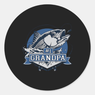 Trendy Number 1 Grandpa Fishing Logo  Classic Round Sticker