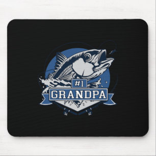 Trendy Number 1 Grandpa Fishing Logo  Mouse Mat