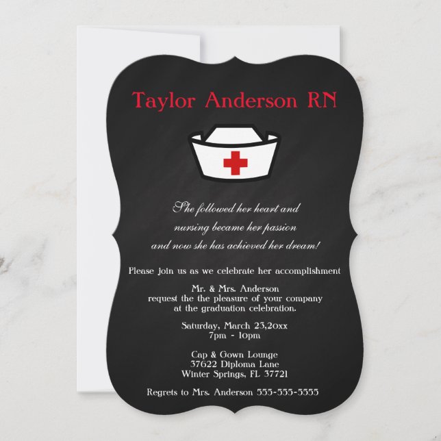 Trendy Nursing School Graduation Announcement (Front)