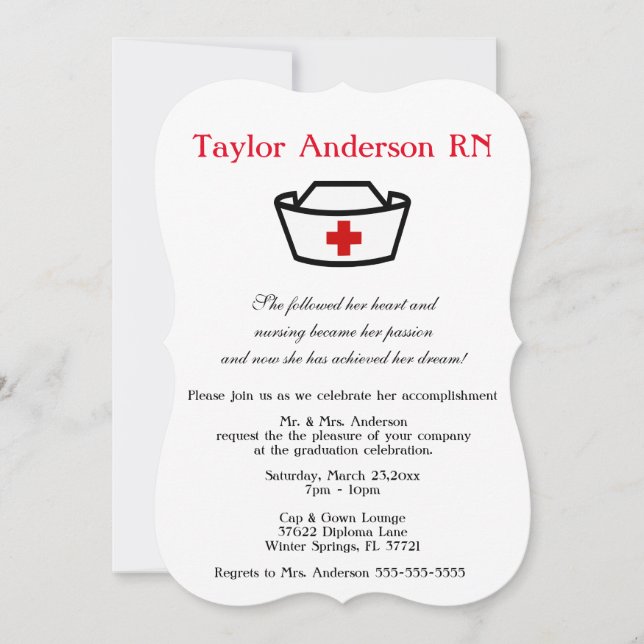 Trendy Nursing School Graduation Announcement (Front)