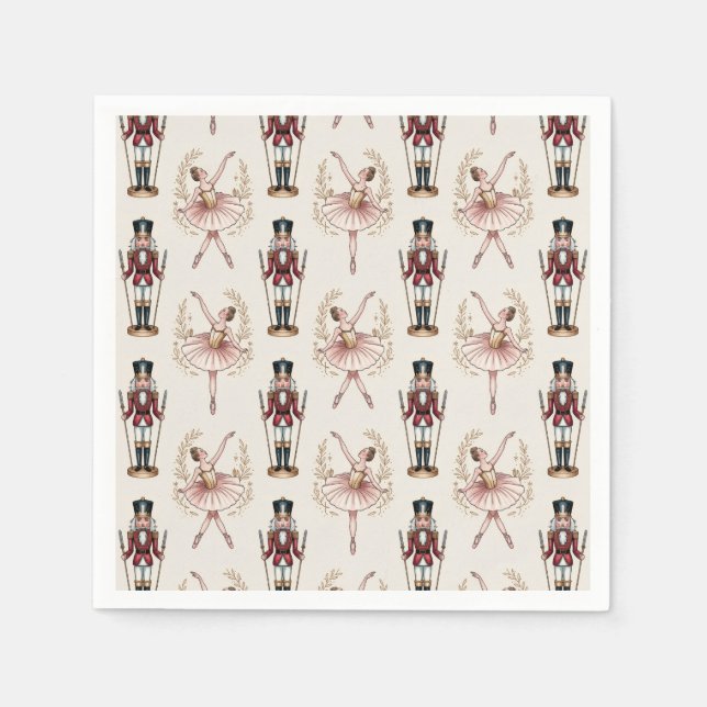 Trendy Nutcracker and Ballerina ballet dancer Napkin (Front)