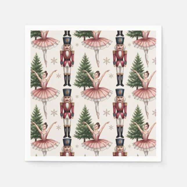 Trendy Nutcracker and Ballerina ballet dancer Napkin (Front)