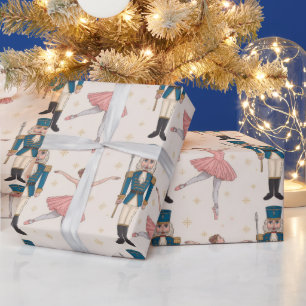 Trendy Nutcracker and Ballerina ballet dancer Pink Wrapping Paper