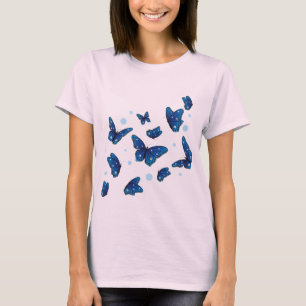 trendy of blue & white Butterflies T-Shirt