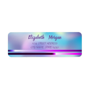 Trendy Ombre Holographic, Stripes Address Label