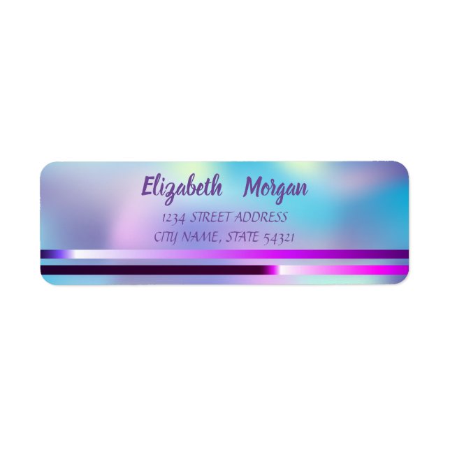 Trendy Ombre Holographic, Stripes Address Label (Front)