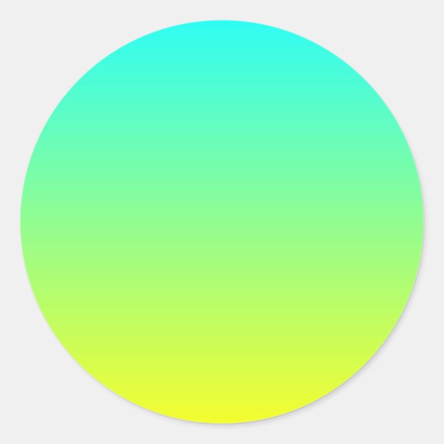 trendy ombre lemon yellow lime green turquoise classic round sticker (Front)