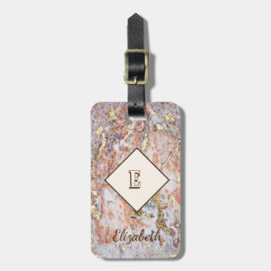 Trendy Ombre Marble, Monogram-Personalised Luggage Tag