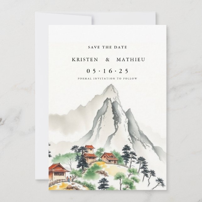 Trendy Online Mountain Save The Date (Front)