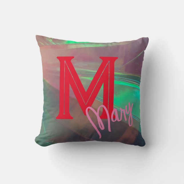 Trendy opal throw pillow cushion monogram gift  (Front)