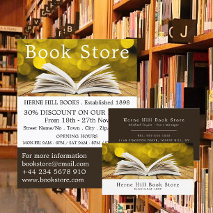 Trendy Open Book, Book Store Business Card