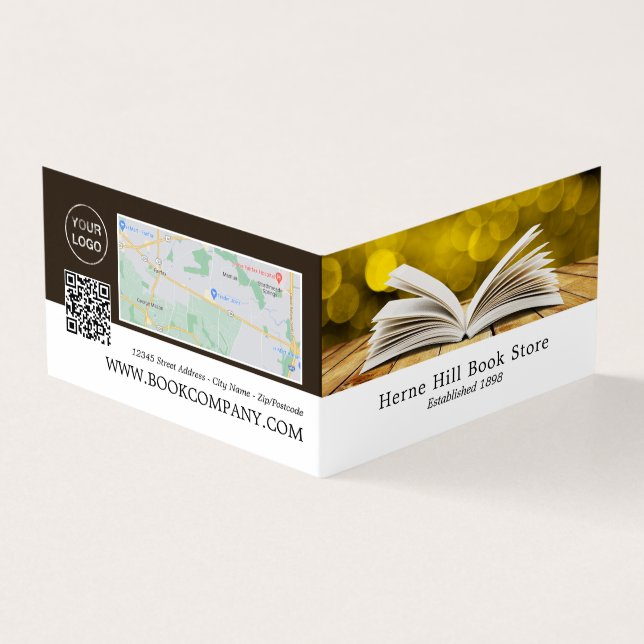 Trendy Open Book, Book Store Detailed Loyalty Business Card (Outside)