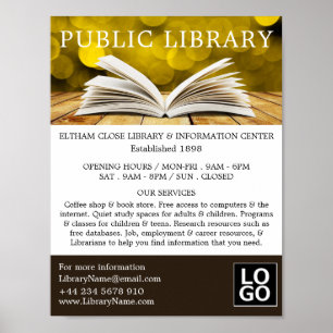 Trendy Open Book, Library Advertising Poster