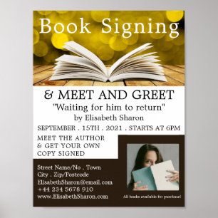 Trendy Open Book, Writers Book Signing Advertising Poster