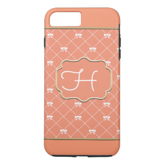 Trendy Orange and White Monoagram Phone Case