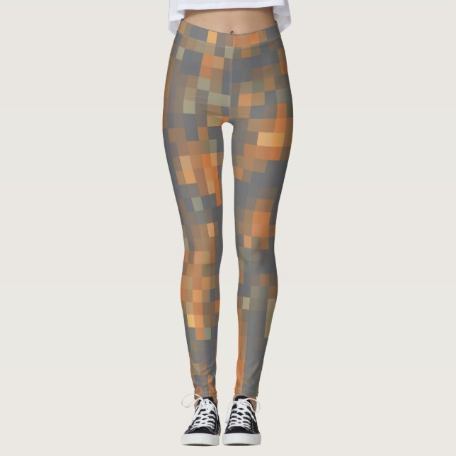 Trendy Orange Blue Stripes Leggings (Front)