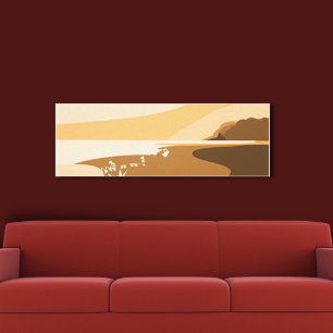 Trendy Orange Digital Art Seascape Canvas Print