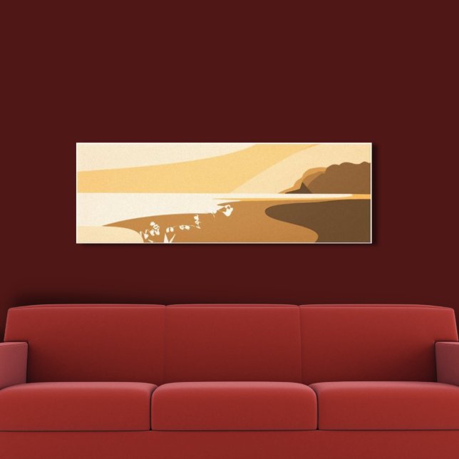 Trendy Orange Digital Art Seascape Canvas Print (Creator Uploaded)
