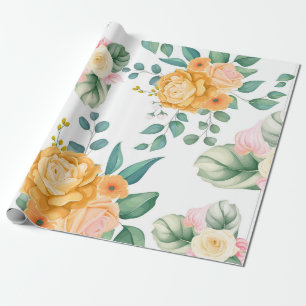 trendy  orange floral wrapping paper