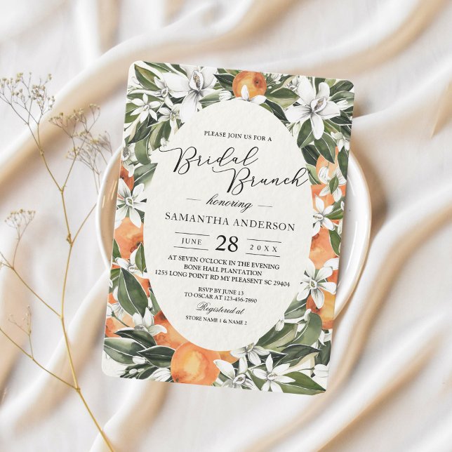 Trendy Orange Flowers & Leaf Beauty Frame Invitation (Creator Uploaded)