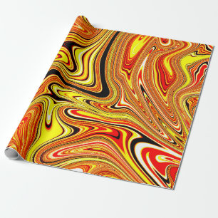 Trendy Orange Marble Swirl Wrapping Paper