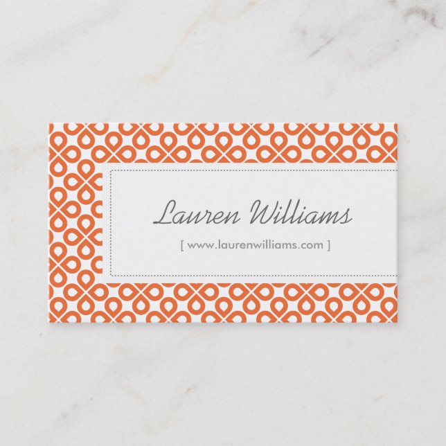 Trendy Orange Pattern for Interior Designer/Salon Business Card (Front)