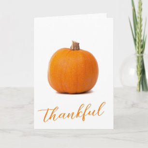 Trendy Orange Pumpkin Happy Thanks Giving Photo Holiday Card