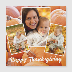 Trendy Orange Pumpkin Happy Thanksgiving Magnetic