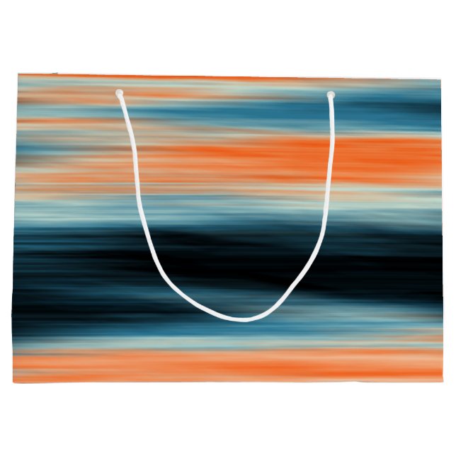 Trendy Orange Red Blue Stripes Large Gift Bag (Back)