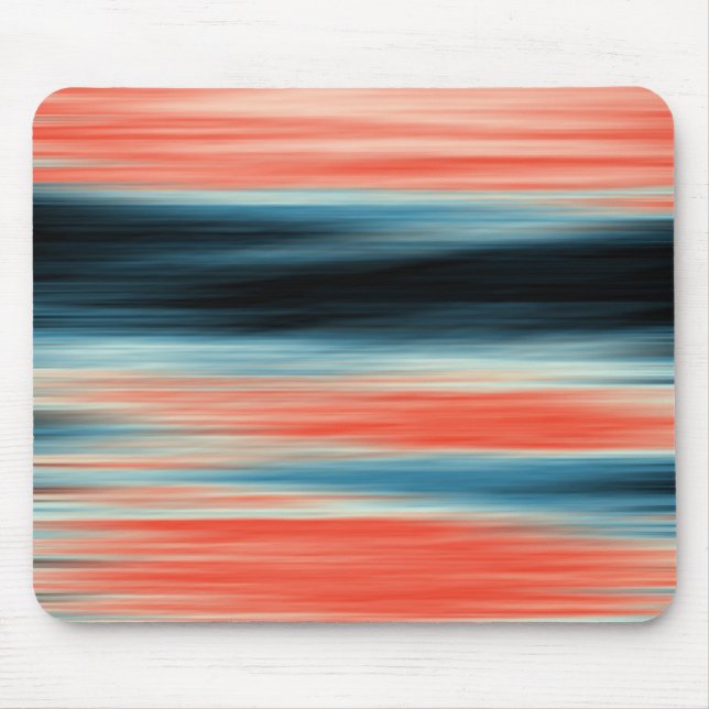 Trendy Orange Red Blue Stripes Mouse Mat (Front)