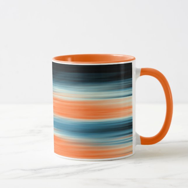 Trendy Orange Red Blue Stripes Mug (Right)