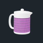Trendy Orchid Purple Chevron Zigzag<br><div class="desc">This trendy,  girly teapot design features a bright,  colourful orchid - purple chevron pattern / zigzag in two alternating shades of fuchsia / purple on a white background. It's a very pretty,  chic,  stylish design for her.</div>