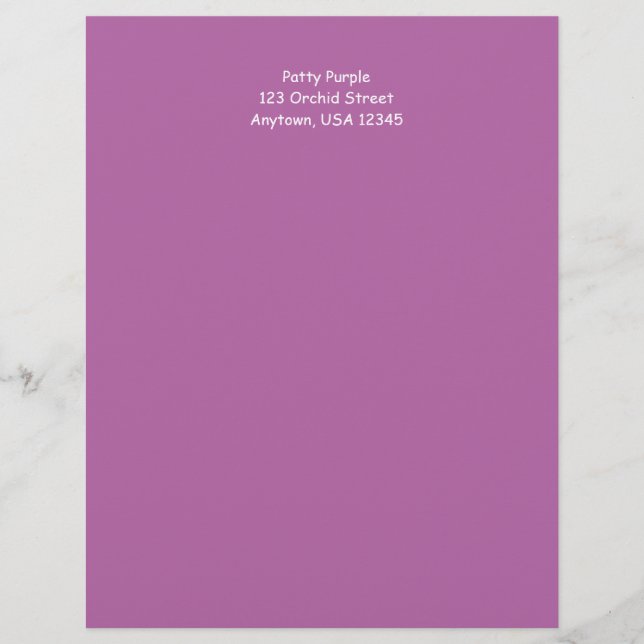 Trendy Orchid Purple Letterhead, Customised Letterhead Design (Front)