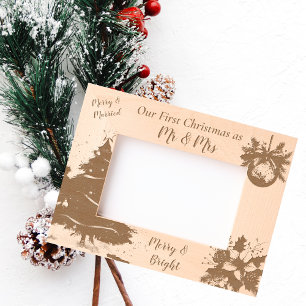 Trendy Our First Christmas as Mr & Mrs Etched Frames