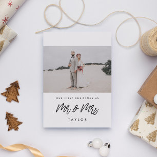 Trendy Our First Christmas as Mr & Mrs Photo Invitation
