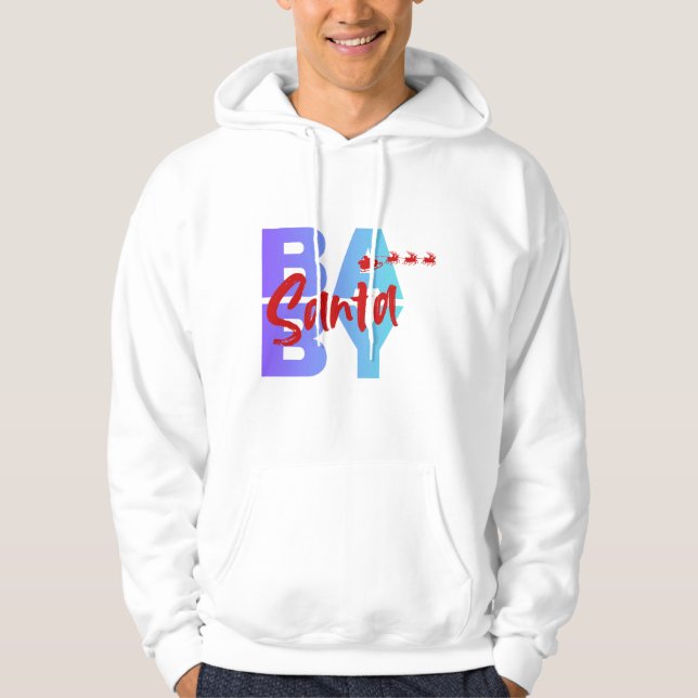 Trendy Oversized 'BA Santa' Lettering Christmas Ho Hoodie (Front)