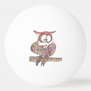 Trendy Owl - Modern Art Ink Drawing Ping Pong Ball