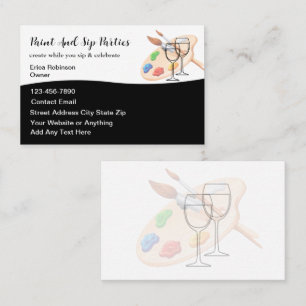 Trendy Paint And Sip Party Business Card