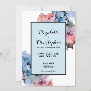Trendy Paint Splash Navy Pink Abstract Modern Invitation