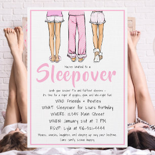Trendy Pajama Sleepover / Girls PJ Party Invitation