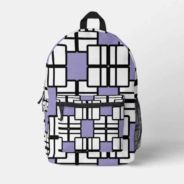 Trendy Pale Purple Geometric Backpack (Front)