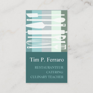 Trendy Pale Teal Blue Culinary Bakery Cook Chef Business Card