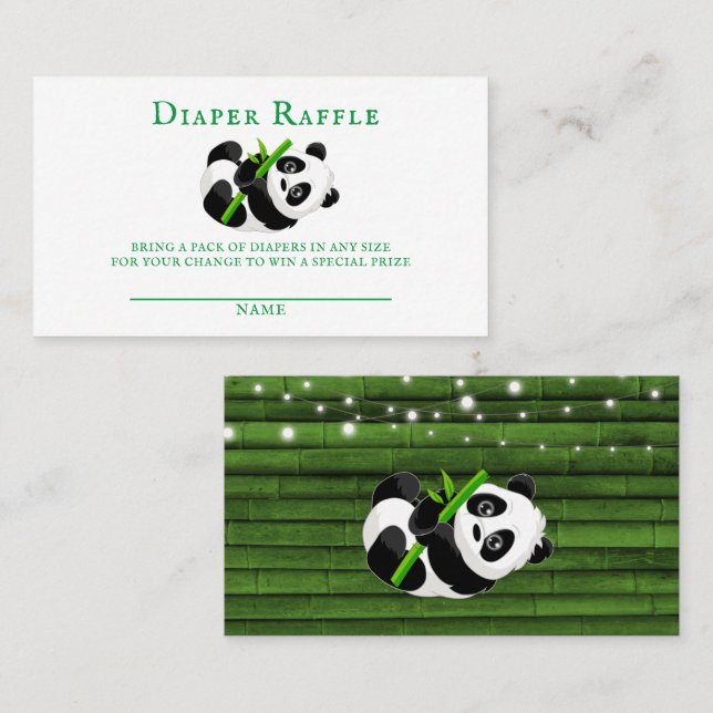 Trendy Panda Bear Bamboo Baby Diaper Raffle Business Card (Front/Back)